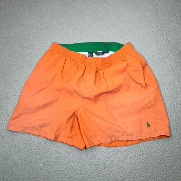 Vintage Polo Ralph Lauren Shorts Men Extra Large Orange Pony Swim Trunks Surf - Picture 1 of 16